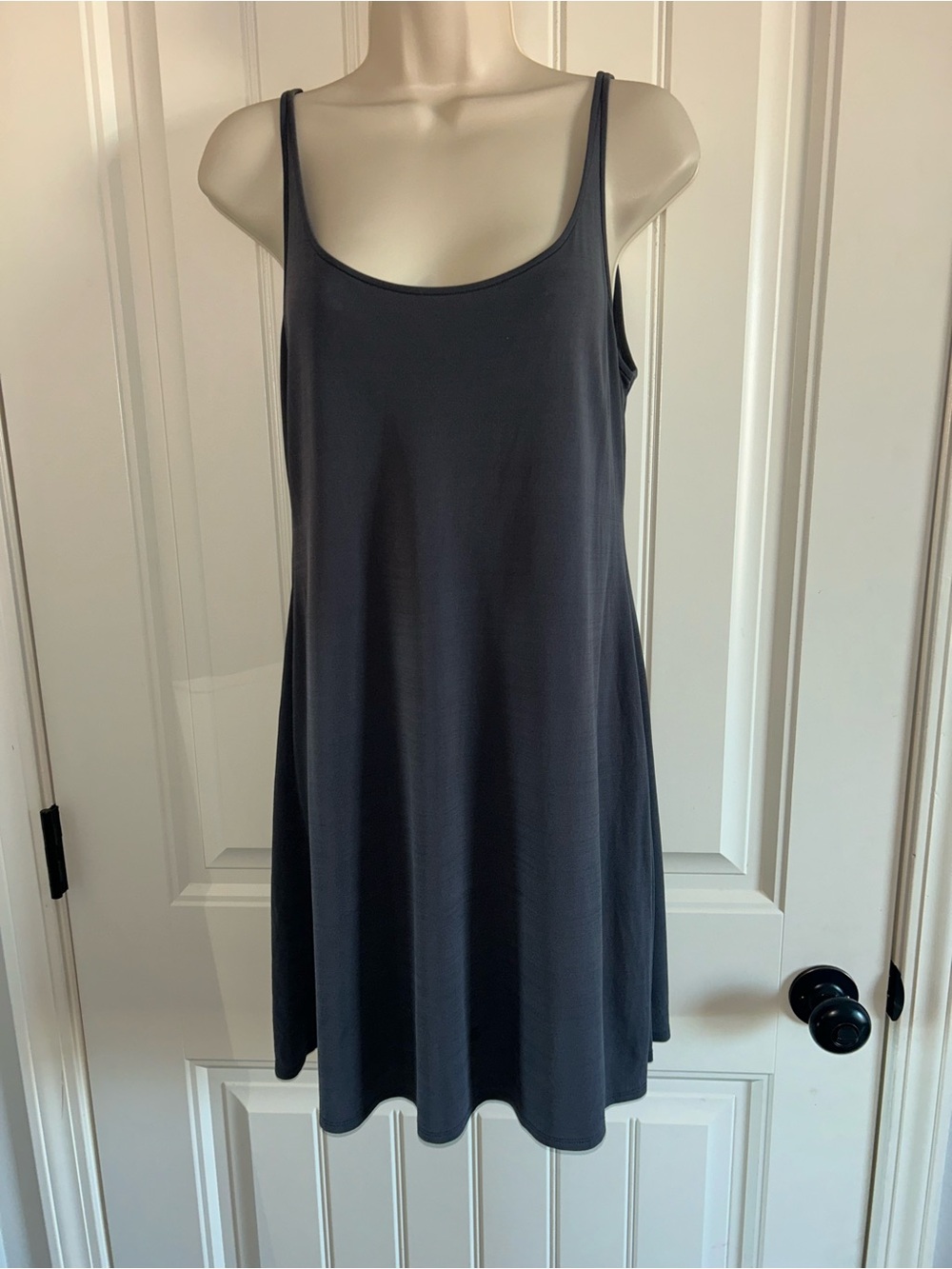 NEW Eileen Fisher Charcoal Scoop-Neck Slip Dress 100% Silk Sz S
